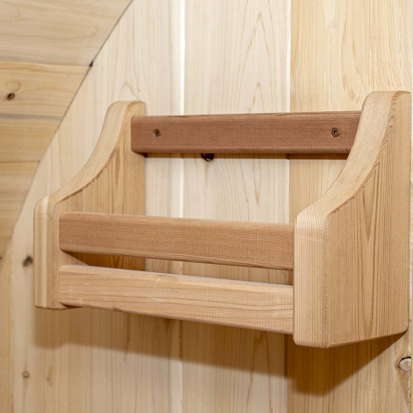 Canadian Timber Harmony 4-person white cedar barrel sauna, cedar backrest