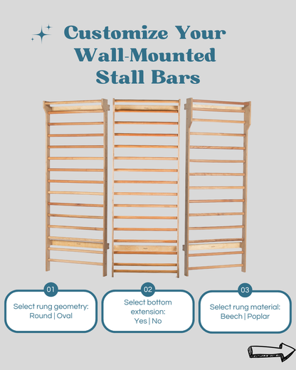 Wall-Mounted Wooden Stall Bars