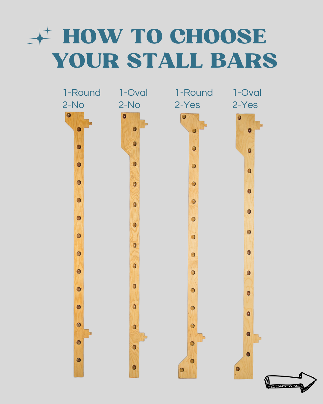 Wall-Mounted Wooden Stall Bars