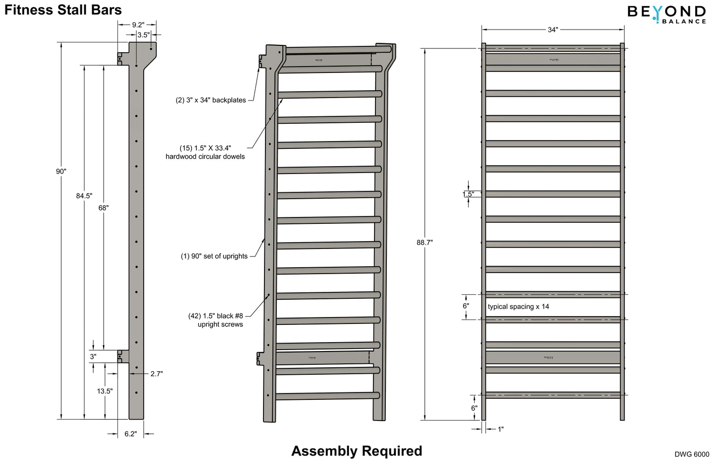 Wall-Mounted Wooden Stall Bars