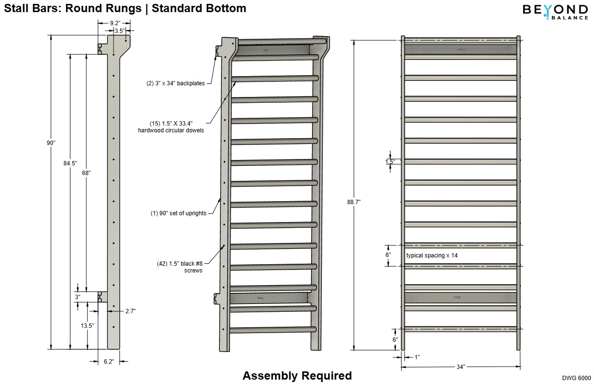Wall-Mounted Wooden Stall Bars