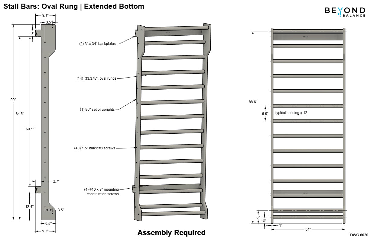 Wall-Mounted Wooden Stall Bars