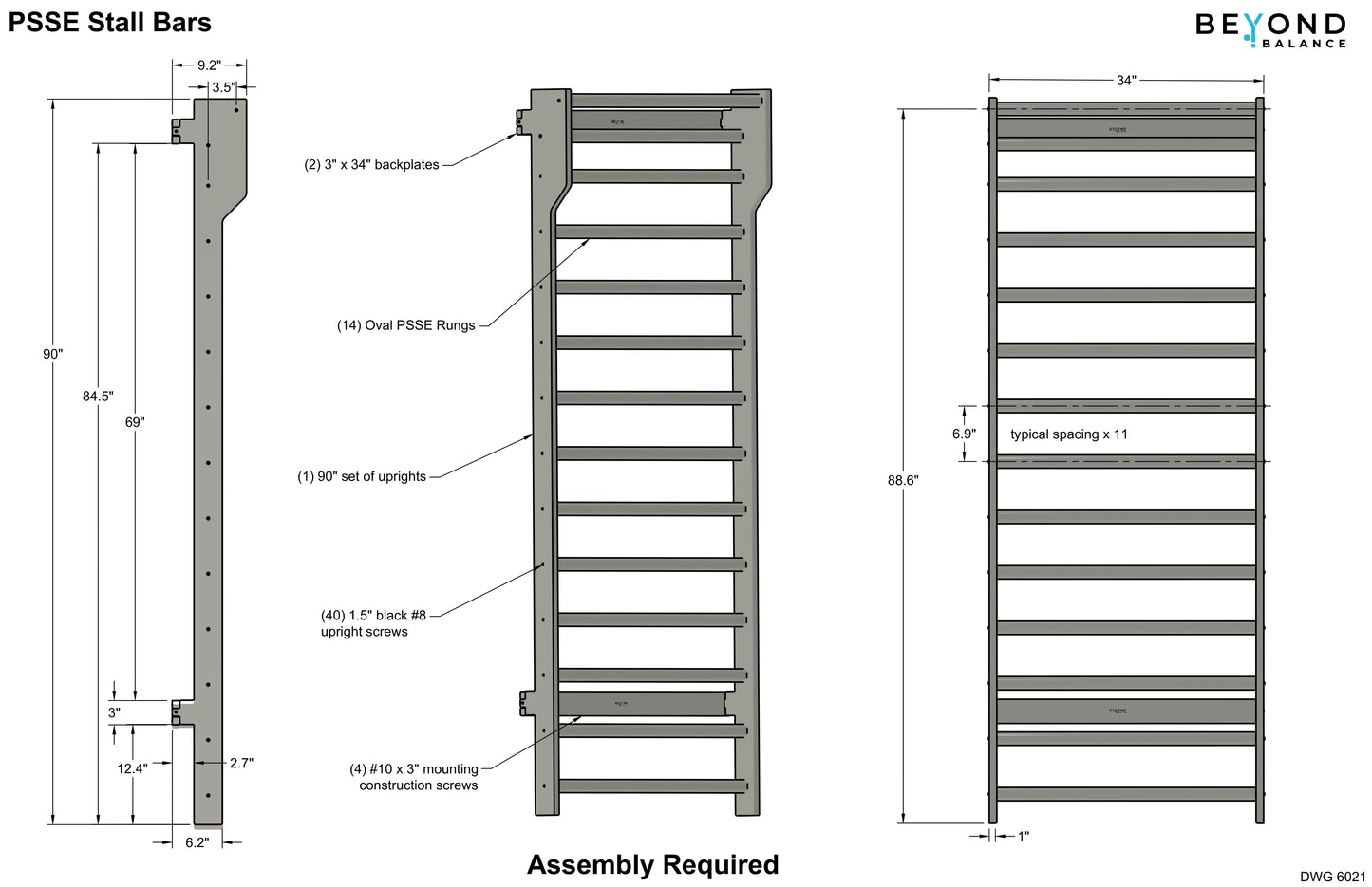 Wall-Mounted Wooden Stall Bars
