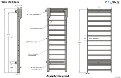 Wall-Mounted Wooden Stall Bars