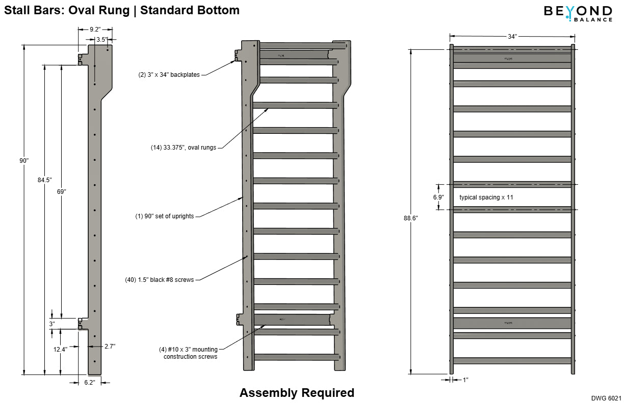 Wall-Mounted Wooden Stall Bars