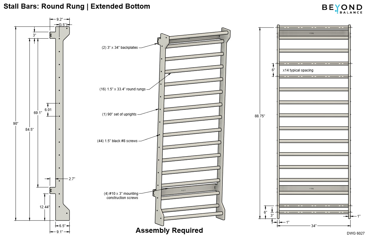 Wall-Mounted Wooden Stall Bars