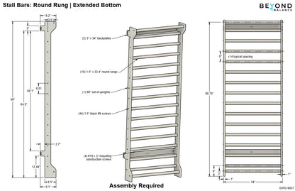 Wall-Mounted Wooden Stall Bars