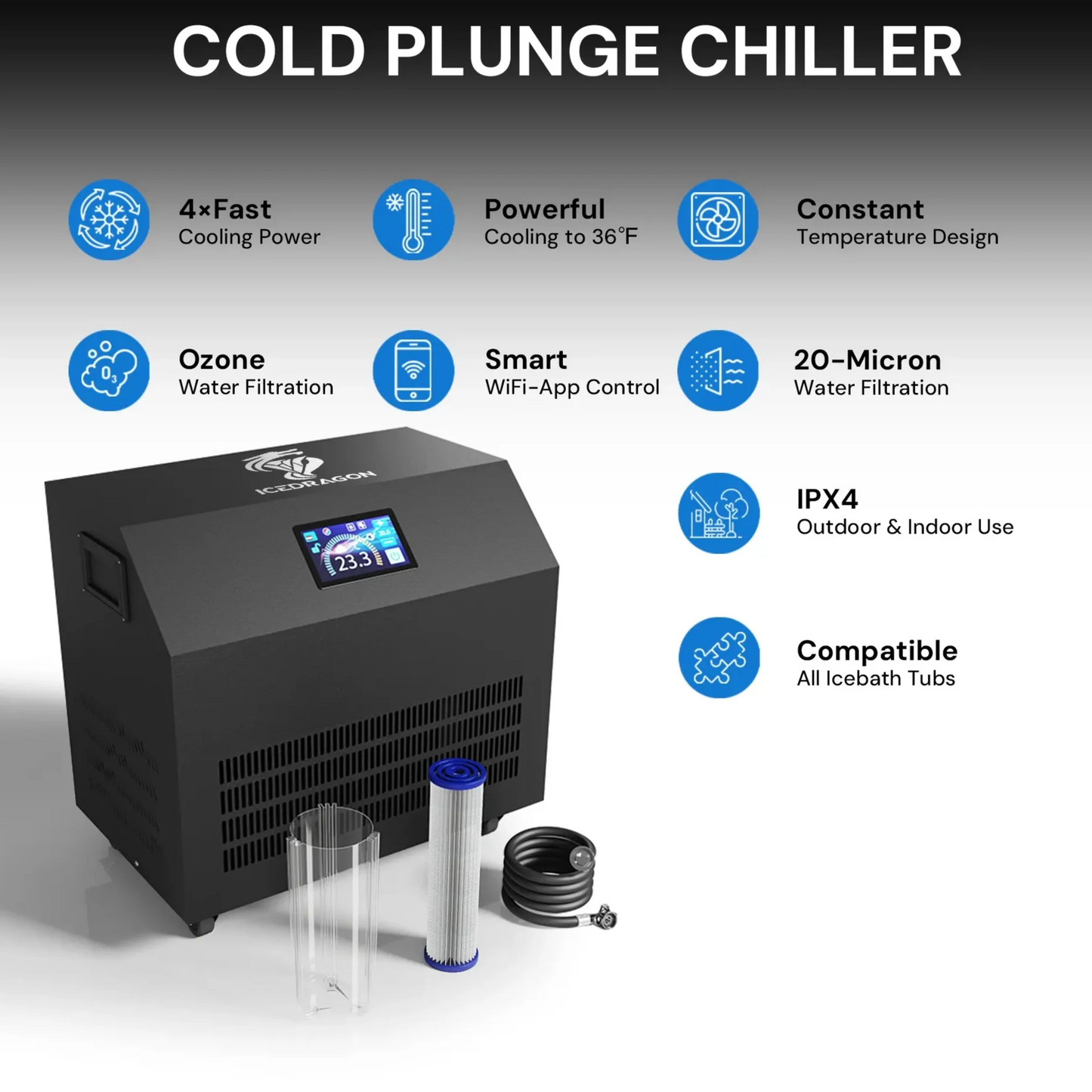 Icedragon Cold Plunge Tub Pro with 1HP Smart Water Chiller