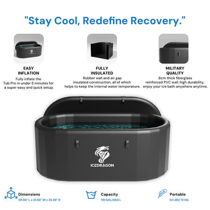 Icedragon Cold Plunge Tub Pro with 1HP Smart Water Chiller
