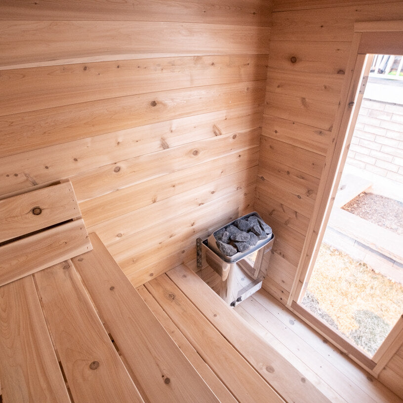 Canadian Timber Granby 3-person white cedar cabin sauna, interior window