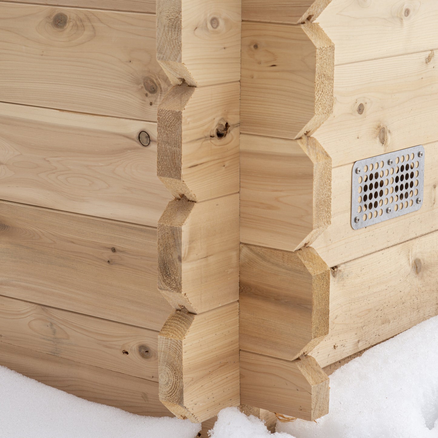 Canadian Timber Granby 3-person white cedar cabin sauna, vent detail