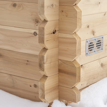 Canadian Timber Granby 3-person white cedar cabin sauna, vent detail