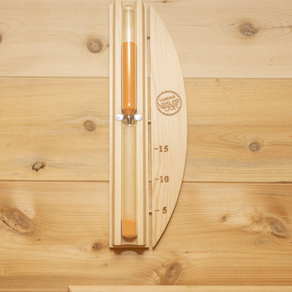 Canadian Timber Luna 4-person white cedar pod sauna, sauna sand timer