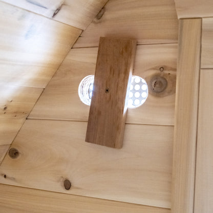 Canadian Timber Mini POD 4-person white cedar pod sauna, ceiling vent detail