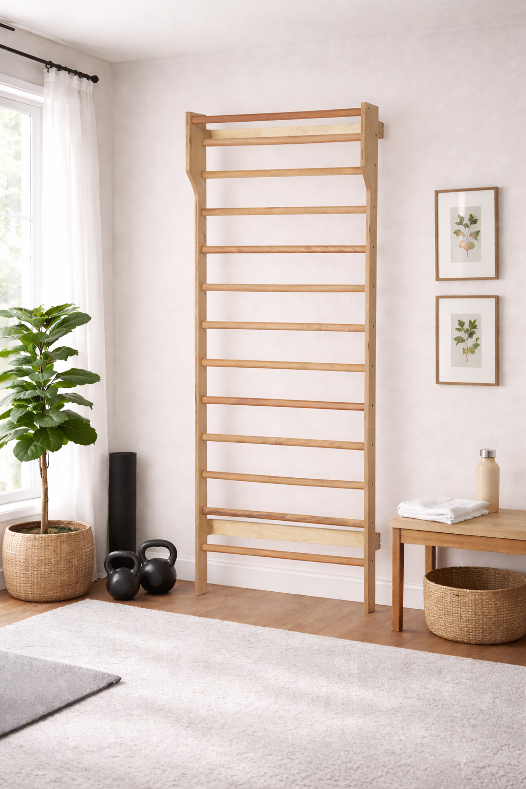 Wall-Mounted Wooden Stall Bars