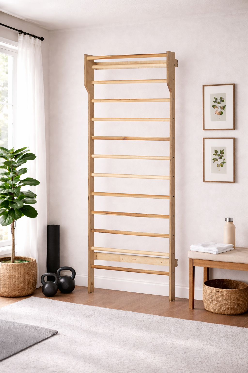 Wall-Mounted Wooden Stall Bars
