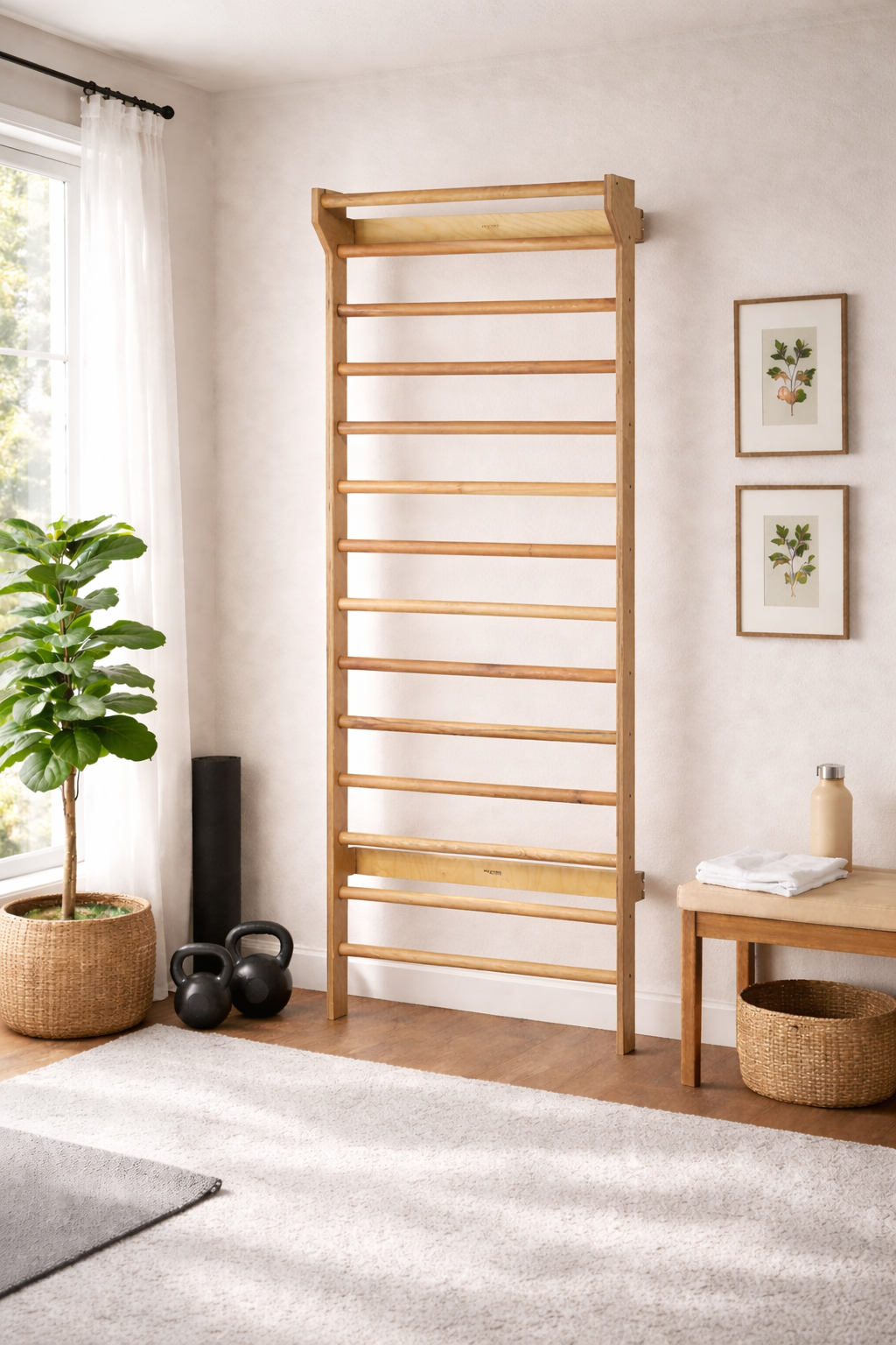 Wall-Mounted Wooden Stall Bars