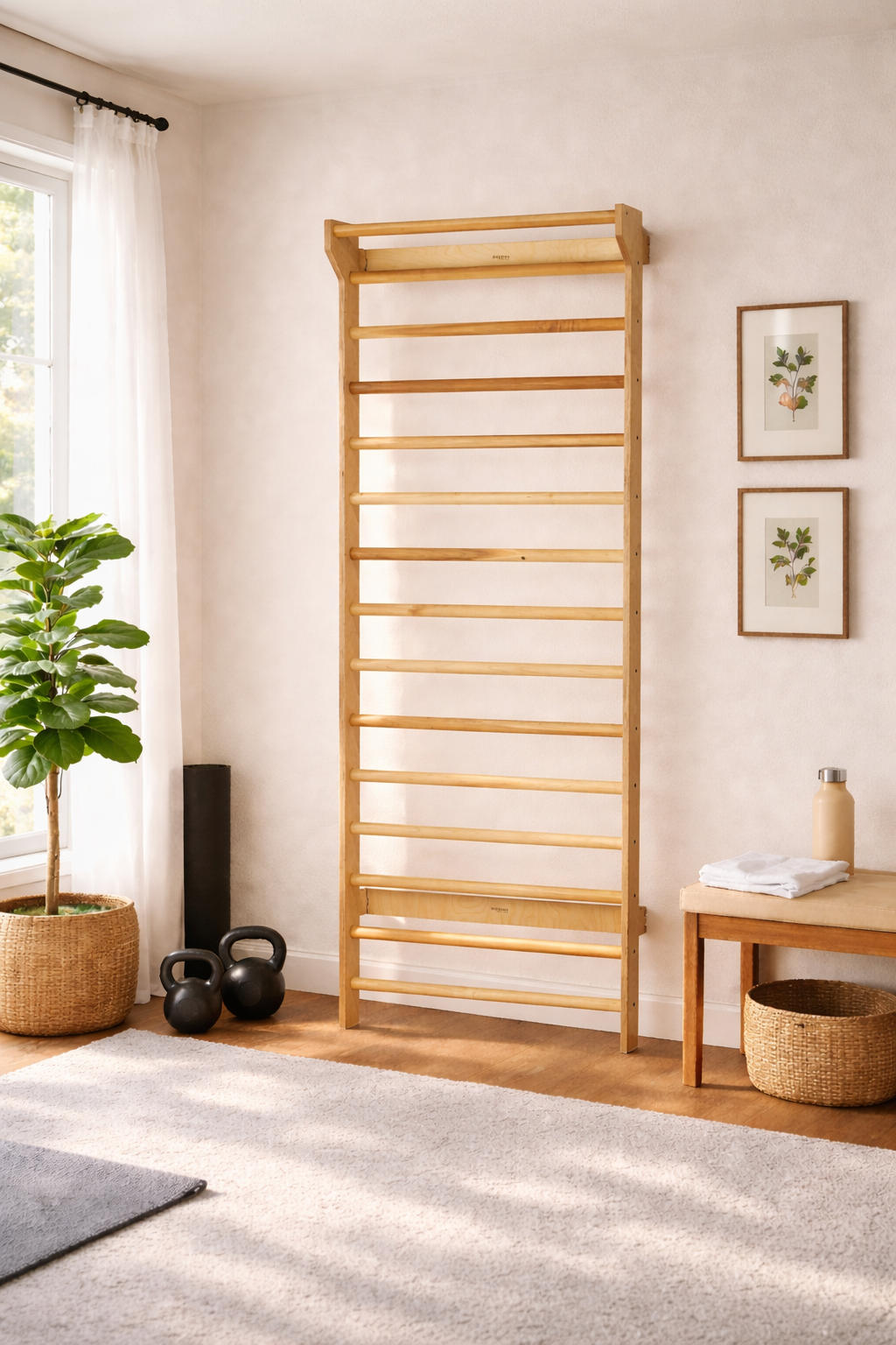 Wall-Mounted Wooden Stall Bars